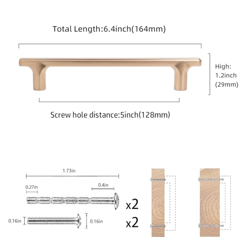 COTYKILEY 10 Pack 5 Inch(128mm) Champagne Bronze Cabinet Pulls - color: Champagne Bronze, size: 5" Hole Center（128MM）