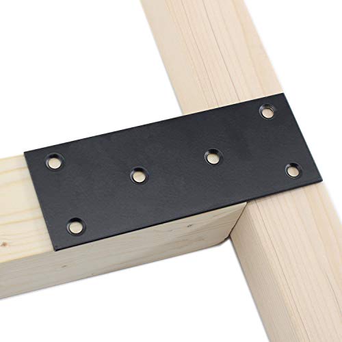 4 Pack Flat Straight Brace Brackets,ULIFESTAR Stainless Steel Mending Bracket Plate Metal Shelf Support Fixing Joining Plate for Furniture,Wood,Shelves,Cabinet with Screws Black (48x128mm/1.9x5'') - size: 48 x 128 x 2 mm