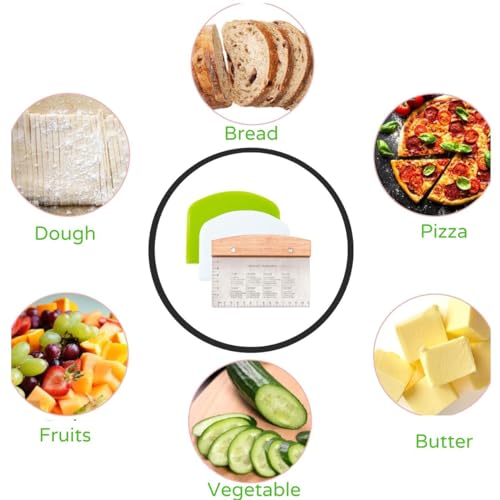 BOORIKA Dough Scraper & Bench Scraper Kitchen – Stainless Steel Sourdough Tools – Dough Cutter for Sourdough Bread, Pizza, and Flat Top Griddles – Chef Approved (Light) - color: Light