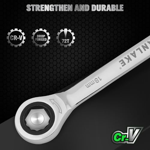 12-Piece Ratchet Wrench Set, Metric 6-18mm Ratchet Combination Wrenches Set, 12-Point 72-Tooth Ratcheting Spanners with Magnetic Base Organizer, Chrome Vanadium Steel for Automotive Mechanic Tool - style: Ratchet Metric
