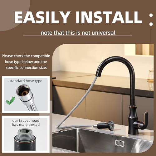 Angle Simple Kitchen Faucet Head Oil Rubbed Bronze, Sprayer Replacement - color: Oil Rubbed Bronze