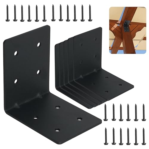 6-Pack 4"x4"x3-1/8 Heavy Duty Steel Corner Bracket, L Right Angle Bracket - size: 4" x 4" x 3-1/8“
