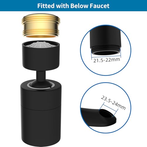 Hibbent NSF/ANSI/CAN 61 Certified Kitchen Faucet Aerator, Matte Black - color: Matte Black, style: Upgraded 360 Degree Faucet Aerator