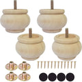 2 Inch Wooden Furniture Legs, Solid Wood Unpainted Replacement Furniture Legs, Ottoman/Loveseat Replacement Legs, Cabinet Legs/Desk/Sofa/Bookcase Round Bun Feet Set of 4 (2 Inch) - size: 2 Inch A