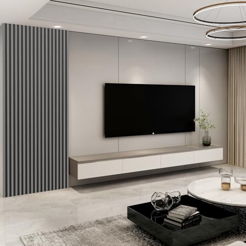 Art3d 96 x 6 Inch 3D Fluted Wood Textured Slat Wall Panels, 8-Pack, Grey - color: Grey, size: 96*6