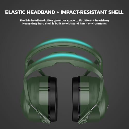 ProCase Extra Large SNR 37dB Noise Cancelling Headphones NRR 30dB Ear Muffs - color: Green