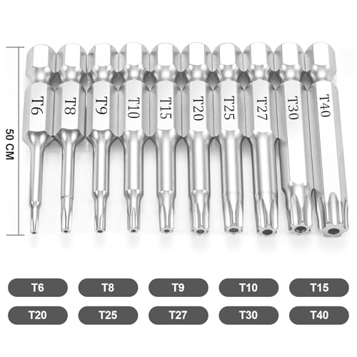 NAUIX 10Pcs Security Torx Bit Set (T6-T40), 2" Long - style: T6-T40