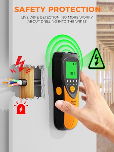 Mecurate 5-in-1 Stud Finder Wall Scanner for Studs, Metal & Live AC Wires - color: Orange