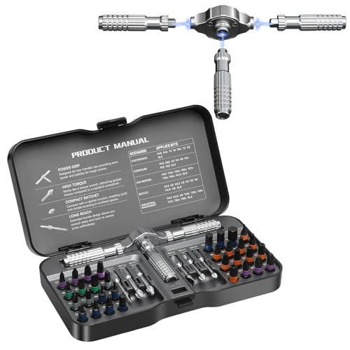 40 in 1 Ratchet Screwdriver Set, Magnetic Ratchet Screwdriver, S2 Steel Bit - size: 40 in 1