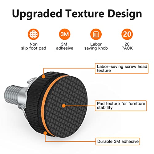 20 Pcs Adjustable Furniture Feet Levelers with Floor Protectors