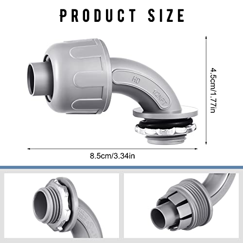 Bbto 24 Pcs 1/2 Inch Liquid Tight Connector 90 Degree PVC Elbow - size: 1/2 Inch