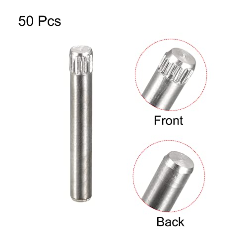 uxcell 3x22mm 304 Stainless Steel Dowel Pins, 50Pcs Knurled Head Flat Chamfered End Dowel Pin, Wood Bunk Bed Shelf Pegs Support Shelves Fasten Elements - size: 3x22mm