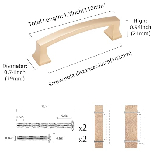COTYKILEY 10 Pack 4 Inch(102mm) Champagne Bronze Cabinet Handles Gold Kitchen Cabinet Pulls Cabinet Door Handles Kitchen Cabinet Hardware Cupboard Drawer Pulls Dresser Handles - color: Champagne Bronze, size: 4" Hole Center（102MM）