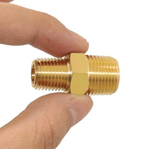 KOOTANS 3/8 NPT x 1/4 NPT Male Solid Brass Hex Nipples,4 PACK - size: 3/8 NPT x 1/4 NPT (O.D x O.D: 5/8'' x 1/2'')