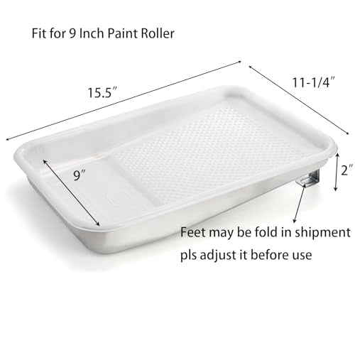 Jucoan 9 Inch Metal Paint Tray with 20 Pcs Plastic Disposable Paint Tray Liners, Reusable Metal Paint Pan with Liners for DIY Home Wall Painting