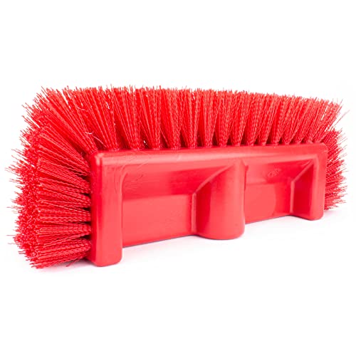 SPARTA Multi-Level Tile Scrub Brush 12" Wide Brush Head, Heavy-Duty Tile Cleaning Brush with End Bristles for Commercial Tiles, Tubs and Floor, Plastic, 12 Inches, Red - color: Red