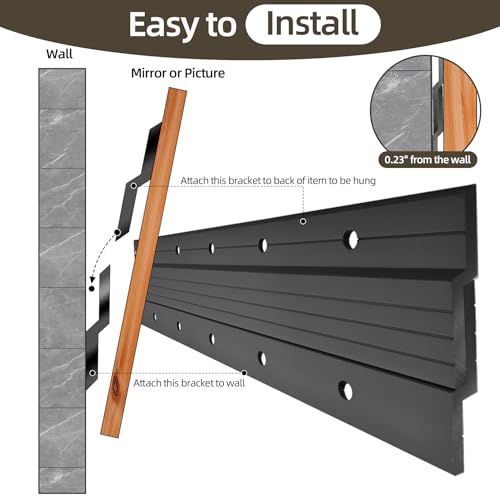 French Cleat Hanger, 30 Inch Aluminum Z Bar Clips, Heavy Duty Up 100lbs - color: Black, size: (1 Pair) 30-inch