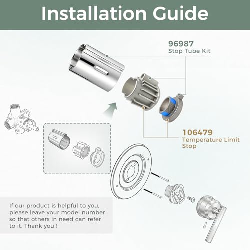 Compatible with Moen Stop Tube and Temperature Limit Stop Kit,Chrome - color: Chrome