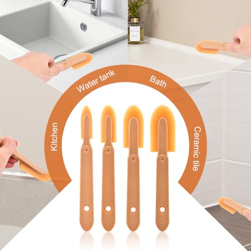 8Pcs Rubber Caulking Tool 4 Size Set, Reusable Sealant Spatula Spreader, Caulk Finishing Tool Grout sealer Applicator for Toilet Brick Skirting Kitchen Bathroom(Brown)