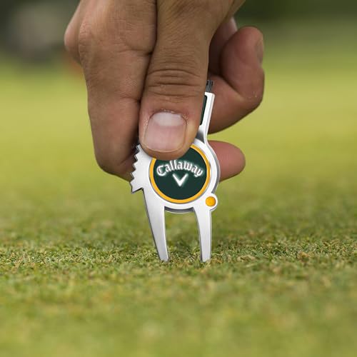 Callaway 4-in-1 Golf Divot Repair Tool - color: Green/Yellow