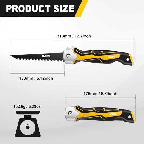 KATA Folding Drywall Saw with Sheath, Sharp Hardened Blade Jab Saw for DIY - color: Black