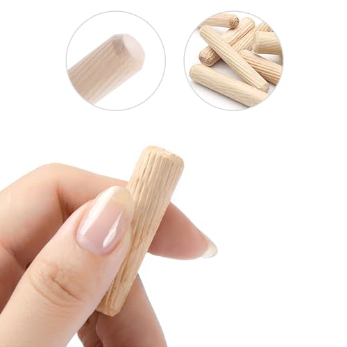 Quacc 21 PCS Wooden Dowels Assorted Set, M6 M8 M10 Hard Wood Pegs Grooved Fluted Woodwork Pins Wooden Plugs for Screw Holes Furniture DIY Craft Carpentry