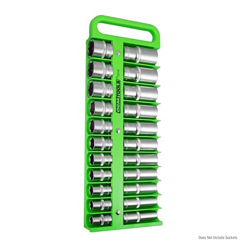 OEMTOOLS 23118 1/2" Drive Portable Magnetic Socket Organizer, Sockets Organizer, 1/2 Inch Socket Organizer, Green - style: 1/2 Inch Drive