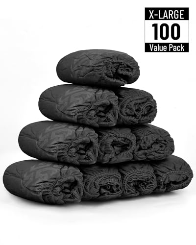 Buself X-Large 100 Count Shoe Covers Disposable Non-Slip, Premium Cloth Boot Covers, Slip-resistant, Durable, Breathable, Non-toxic, Recyclable, Stretchable Fits Up to Size 13 US Men - Black - size: 100ct Up to Men13 & Women All