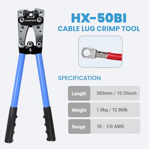 Battery Cable Wire Crimper Tool for AWG 10-1/0 Lug&Terminal