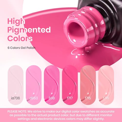 Beetles Pink Gel Polish Set, Pink Melody, 6 Colors Gel Nail Polish Set - color: A - Creme | Pink Melody