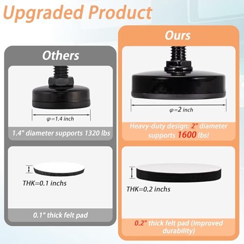 NEWBYTEK 3/8-16 Heavy Duty Leveling Feet, 1600LB Furniture Levelers (4PK) - size: 3/8-16,4pcs