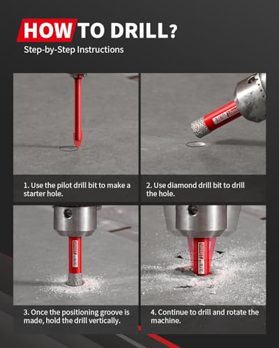 DAYDOOR Dry Diamond Drill Bits, 3/16" 1/4" 5/16" 3/8" 1/2" 5/8" Drill Bits - size: 3/16", 1/4", 5/16", 3/8", 1/2", 5/8"