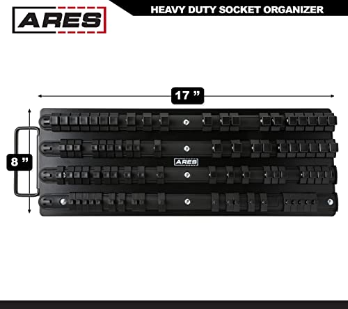 ARES 60038 - Black 80-Piece Socket Organizer - 1/4-Inch, 3/8-Inch, and 1/2-Inch Drive Socket Rails Hold 80 Sockets and Keep Your Tool Box Organized - color: Black, size: 80-Piece Socket Organizer