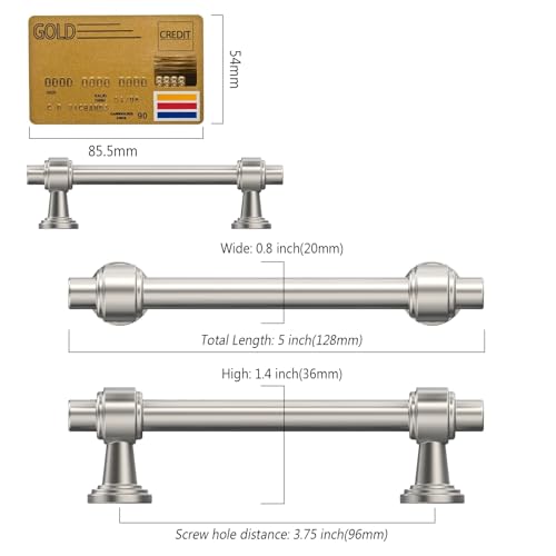 Amerdeco 10 Pack Brushed Satin Nickel Cabinet Pulls 3.75 Inch(96mm) Hole Center Drawer Pulls Cabinet Hardware Kitchen Cabinet Handles for Bathroom Dresser Pulls ZH0069 - color: Brushed Satin Nickel, size: 3.75" Hole Center