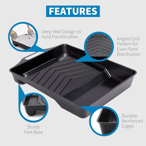 PD 11 Inch Paint Roller Tray, 2-Pack, Deep Pocket, Black Plastic - color: Tray (Black) – 2 Pack, size: 11-inch