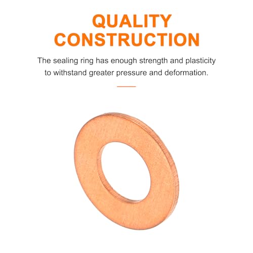 MECCANIXITY 52 Pcs Flat Copper Washers, 7x14x1mm Copper Upgraded Flat Metric Sealing Crush Ring Washers for Hydraulic Fittings Screw Bolt Nut Electronic Repair - size: 7x14x1mm