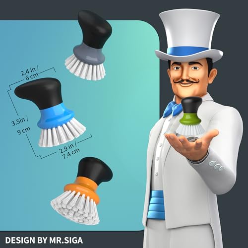 MR.SIGA Dish Scrub Brush, Palm Brush Dish Scrubber, Green, Pack of 2 - color: Green