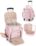 Rolling Hair Tools Travel Bag, Hairstylist Bag with Wheels, Pink - color: Pink