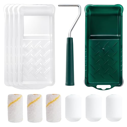 Paint Roller Kit, 12 Pack, 2 Inch Mini Paint Roller with Trays