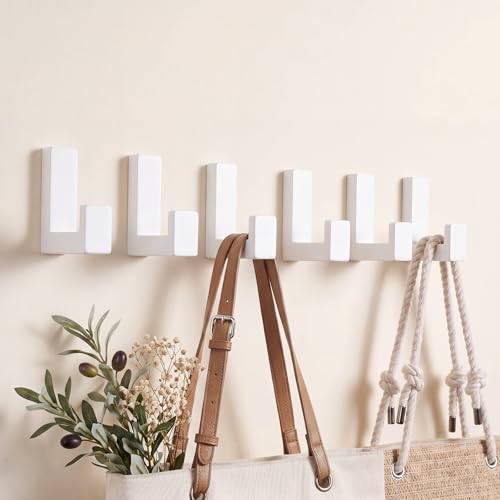 Teenyyou 6 Pcs Cute Kids Wall Hooks Adhesive for Backpack White - color: White
