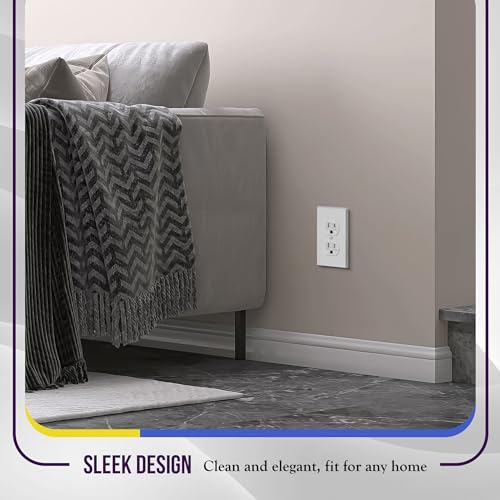 ENERLITES Duplex Receptacle Outlet Metal Wall Plate, 1-Gang, White Matte - color: White Matte, size: Standard Size