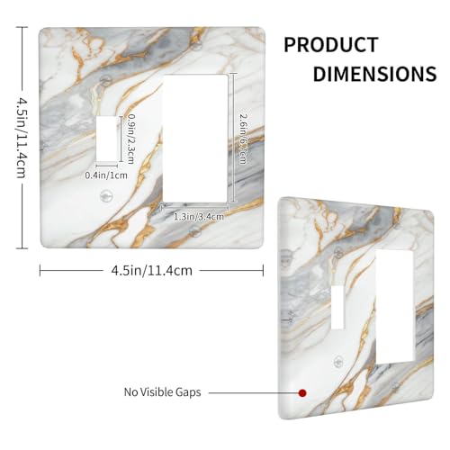 White Gray Gold Marble Light Switch Cover Decorative Wall Plate - color: 2 Gang 1 Toggle 1 Rocker Comb