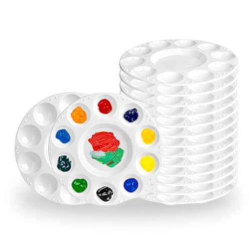 15 Pcs Plastic Paint Palette Trays 6.7x6.7 Inch - Paint Holder & Paint Pallets for Kids Adults, Acrylic Watercolor Oil Paint Tray Palette, Reusable Mini Paint Trays for Art Class, Parties, DIY