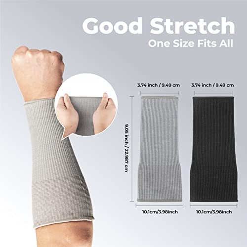 OriStout Cut Resistant Work Sleeves with Tumb Hole, Black and Grey, 4 Pairs | Level 3 Cut Resistant Sleeves, Arm Protectors for Thin Skin and Bruising, Gardening, Yard Working, Pet Grooming, One Size - color: Grey(2 Pairs) & Black (2 Pairs) - Short, size: