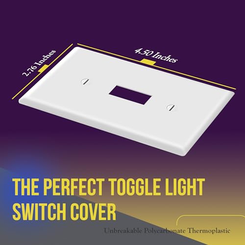 ENERLITES Toggle Light Switch Wall Plate, Gloss Finish, Size 1-Gang 4.50" x 2.76", Unbreakable Polycarbonate Thermoplastic, 8811-W, White - color: White, size: 1 Pack
