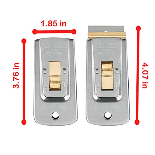 Razor Blade Scraper Tools (Set of 2), Window Scraper, Glass Cooktop Scraper & Paint Scraper, Car Decal, Sticker and Glue Remover Razor Holder with 10 Replaceable Single Edge Blades