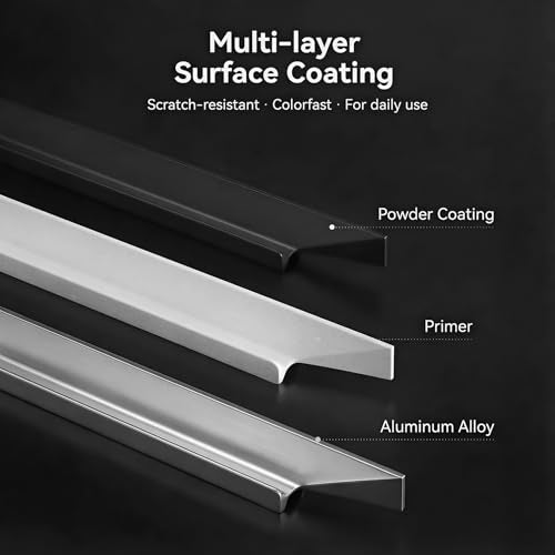 Goldenwarm 10 Pack Black Cabinet Handles, 3-3/4" Hole Center Finger Pulls - color: Black, size: 3-3/4in Hole Centers
