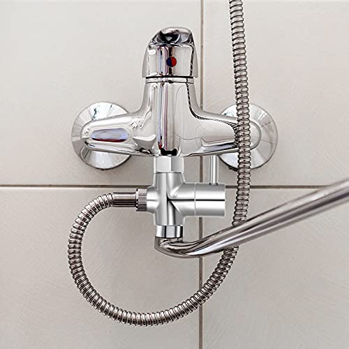 G1/2" Shower Head Diverter Valve, Solid Brass Shower Arm Diverter Valve for Hand Held Showerhead and Fixed Spray Head, 20mm Diameter 3-Way Universal Shower System Replacement Part (Chrome Finish)