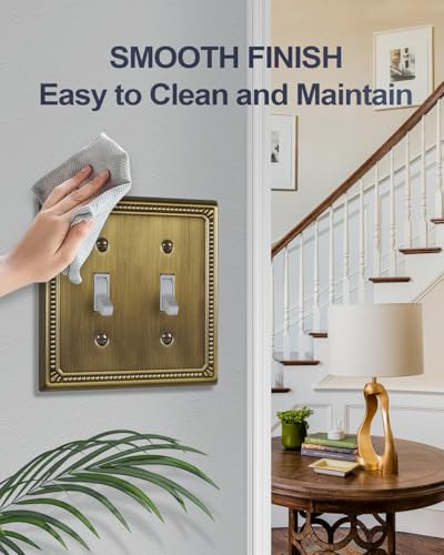 Switch Plates Outlet Covers, 2-Pack Antique Brass Metal Wall Plates - color: Antique Brass, size: 2 Toggle 2PK