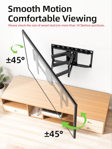 USX Mount Full Motion TV Wall Mount for Most 42-90 inch Flat Screen/LED/4K, TV Mount Bracket Dual Swivel Articulating Tilt 6 Arms, Max 16" Wood Studs, VESA 600x400mm, Holds up to 132lbs - size: For 42" to 90" TVs